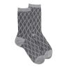 Women's glitter cotton and wool socks patterned weave effect - Oxford grey