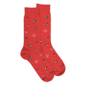 Men's cotton socks with Christmas motif - Red | Doré Doré