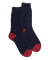 Women's polar wool socks - Navy blue & red