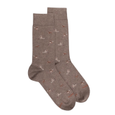 Men's cotton socks with dogs repeat pattern - Cream | Doré Doré