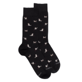 Men's cotton socks with dogs repeat pattern - Black | Doré Doré