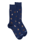 Men's cotton socks with cats repeat pattern - Royal Blue