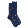 Men's cotton socks with cats repeat pattern - Royal Blue | Doré Doré