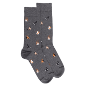 Men's cotton socks with cats repeat pattern - Oxford grey | Doré Doré