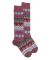 Women's wool long socks with Christmas motif - Litchi
