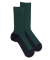Men's two-color geometric elastic-free wool socks - Blue & green