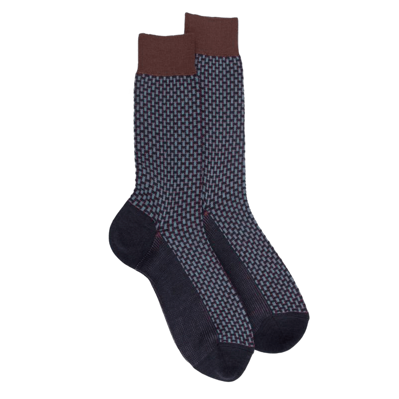 Men's wool woven socks in three colors - Blue & brown | Doré Doré