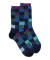 Women's checkered egyptian cotton socks - Blue Sailor & purple