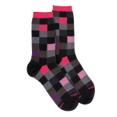 Women's checkered egyptian cotton socks - Black & red | Doré Doré