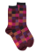 Women's checkered egyptian cotton socks - Aubergine & Dark grey