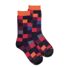 Kids' checkered cotton socks - Dark grey & orange | Doré Doré
