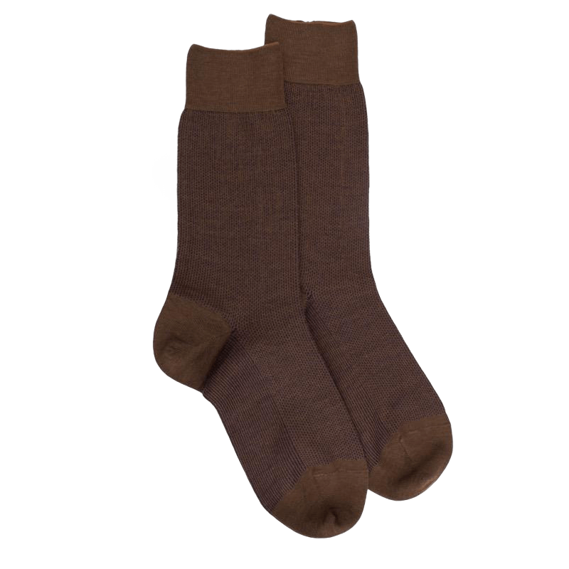 Men's caviar patterned wool socks - Wood & purple | Doré Doré