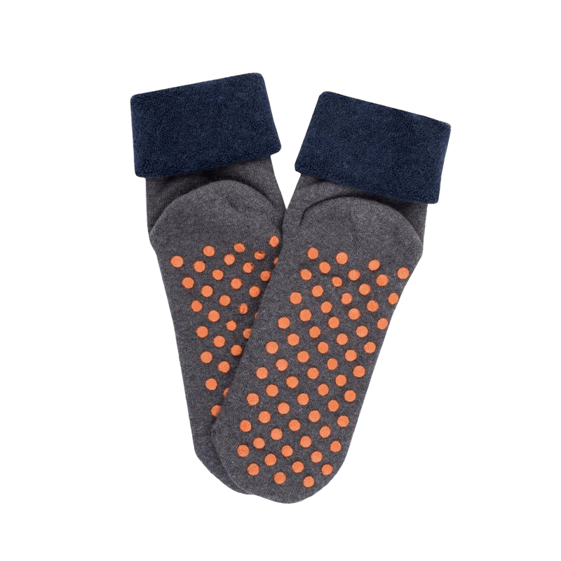 Children's non slip cotton socks - Oxford grey & blue | Doré Doré