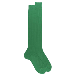 Ribbed knee-high socks in mercerised cotton lisle - Light green | Doré Doré