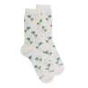 Women's cotton lisle socks with flowers repeat pattern - Cream | Doré Doré