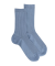 Women's ribbed cotton lisle socks - Blue Antartic