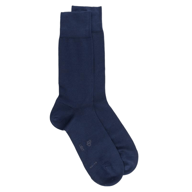 Men's cotton lisle and polyamide jersey knit socks - Navy blue | Doré Doré