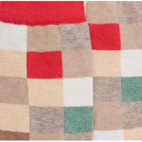 Kids' checkered cotton socks - Beige grege & Red | Doré Doré