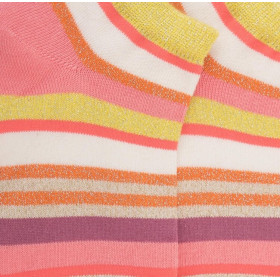 Women's glitter cotton sneaker socks with stripes - Pink Geranium | Doré Doré