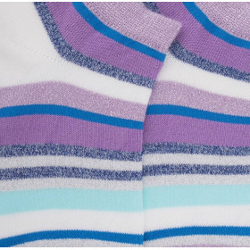 Women's glitter cotton sneaker socks with stripes - White & Violet Crocus | Doré Doré