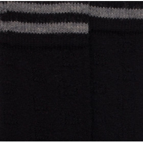 2 strip wool kneehighs with openwork letter D - Black | Doré Doré