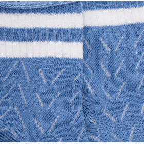 Kids' openwork cotton lisle ankle socks with striped contrast cuff - Azure & White | Doré Doré