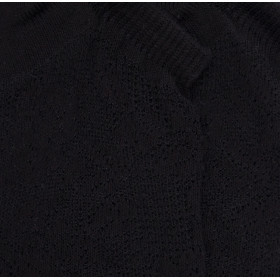 Women's openwork cotton sneaker socks with roses repeat pattern - Black | Doré Doré