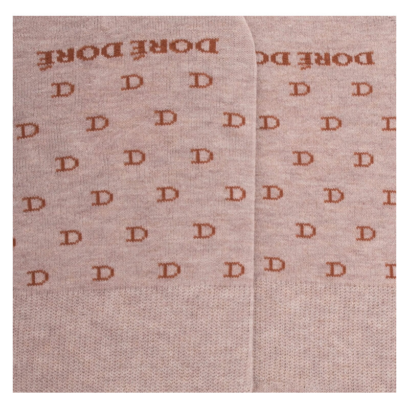 Men's cotton lisle no-show socks with "DD" repeat pattern - Beige Sand | Doré Doré