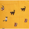 Men's cotton socks with cats repeat pattern - Yellow Mustard | Doré Doré