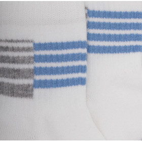 Kids' cotton ankle socks with sporty stripes pattern - White | Doré Doré