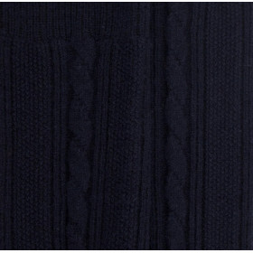 Children's wool and cashmere long socks vertical braid - Navy | Doré Doré