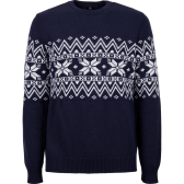 Round neck pullover unisex wool with Christmas motif - Navy | Doré Doré