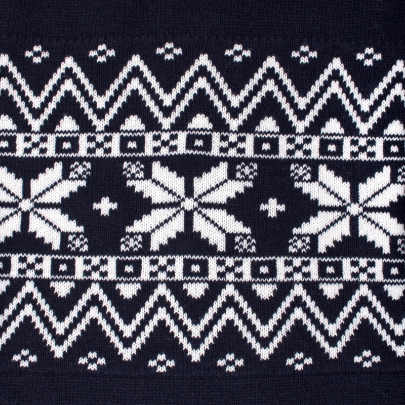 Round neck pullover unisex wool with Christmas motif - Navy | Doré Doré