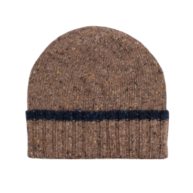 Unisex plain wool cap with contrasting border - Cream & dark blue | Doré Doré