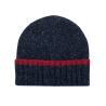 Unisex plain wool cap with contrasting border - Dark blue & red | Doré Doré