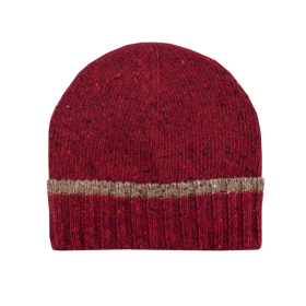 Unisex plain wool cap with contrasting border - Amaranth red & Cream | Doré Doré