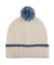 Fleece hat with pompom - Ecru and blue