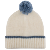 Fleece hat with pompom - Ecru and blue | Doré Doré