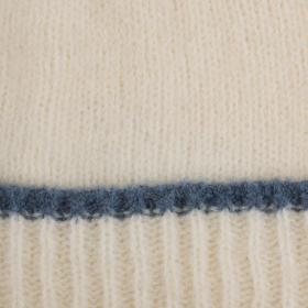 Fleece hat with pompom - Ecru and blue | Doré Doré