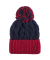 Twisted wool hat with pompom - Blue and red