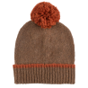 Fleece hat with pompom - Brown and orange | Doré Doré