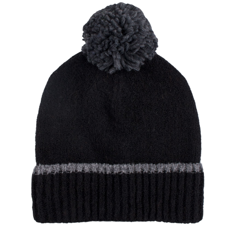 Fleece hat with pompom – Black and grey | Doré Doré