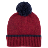 Fleece hat with pompom - Dark red and blue | Doré Doré