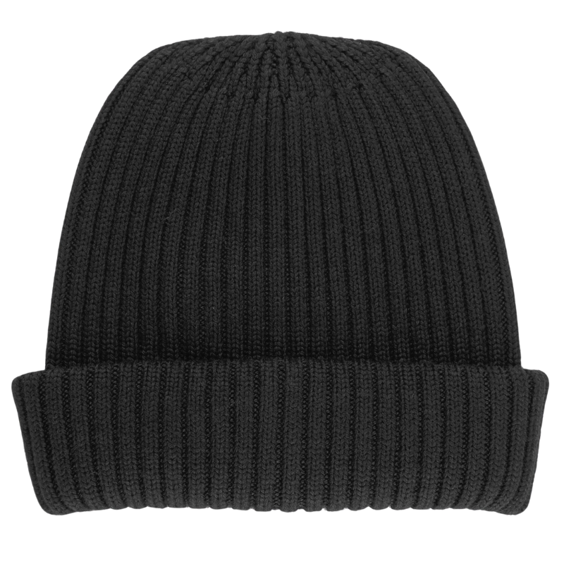 Unisex ribbed wool, silk and cashmere plain beanie - Black | Doré Doré