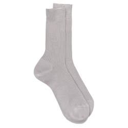 Men's 100% mercerised cotton lisle ribbed socks - Light grey | Doré Doré
