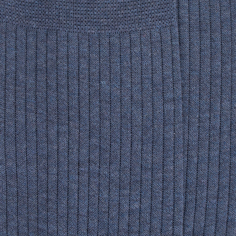 Men's 100% mercerised cotton lisle ribbed socks - Denim blue | Doré Doré