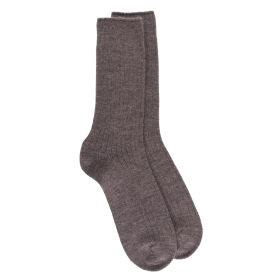 Thick ribbed merino wool socks - Light brown | Doré Doré