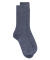 Thick ribbed merino wool socks - Denim blue