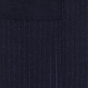 Men's wool and cotton ribbed vanisé socks - Blue | Doré Doré