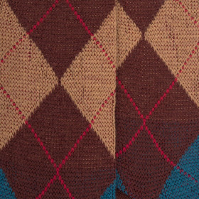 Men's wool socks patterned in three colors - Red & grau-green | Doré Doré